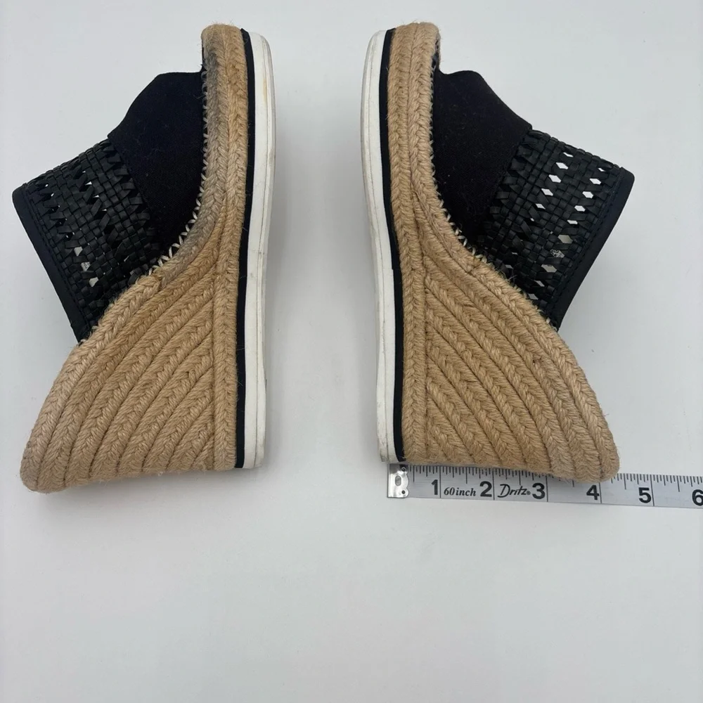 TOMS Black Woven Wedges with‎ Tan Espadrille